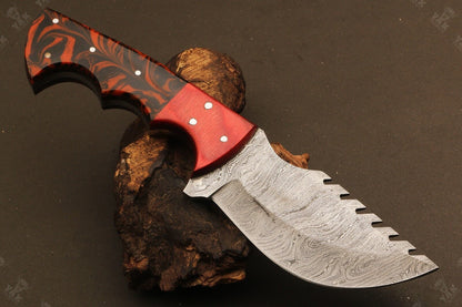 9" Handmade Damascus Bowie Knife Damascus Steel Knife with Resin Handle & Sheath
