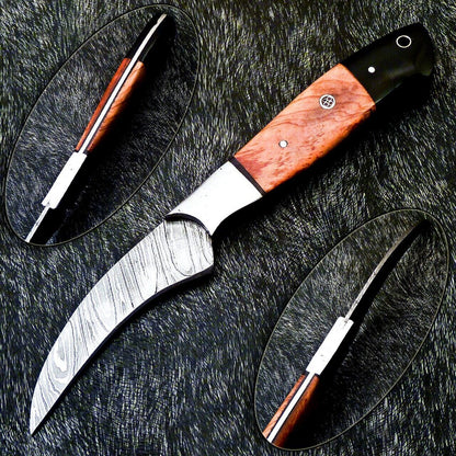 9" Handmade Damascus Chef Knife – Olive Wood & Bull Horn Handle