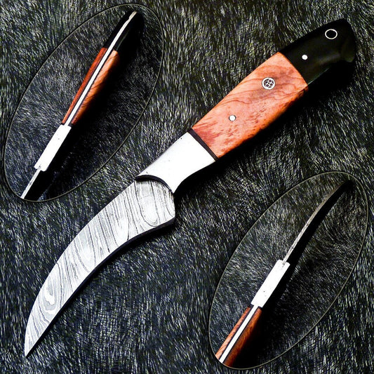 9" Handmade Damascus Chef Knife – Olive Wood & Bull Horn Handle