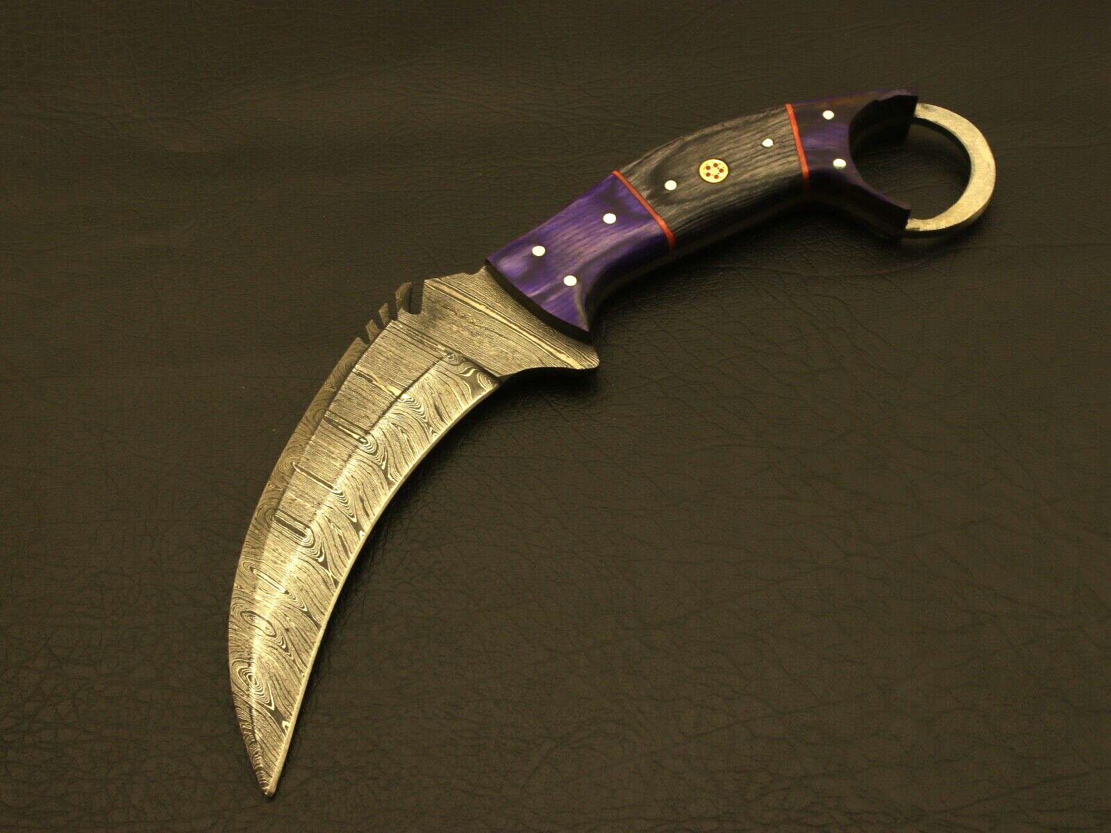 9" Handmade Damascus Karambit Knife Best Damascus Steel Karambit with Wood Handle
