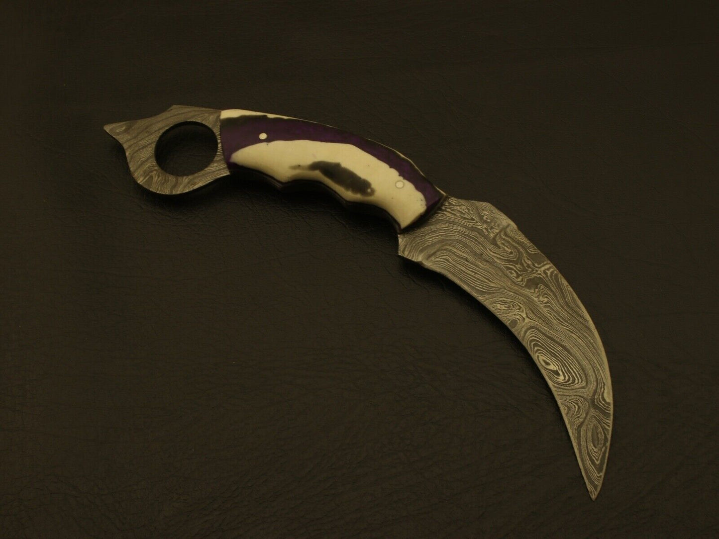 9” Handmade Damascus Karambit Knife With Camel Bone Handle Best Karambit