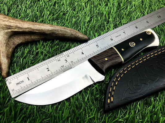 9" Handmade Stainless Steel Bowie Knife – Survival Hunting Blade with Leather Sheath