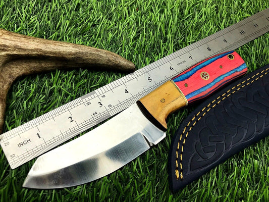 9" Handmade Stainless Steel Hunting Skinner Knife with Leather Sheath