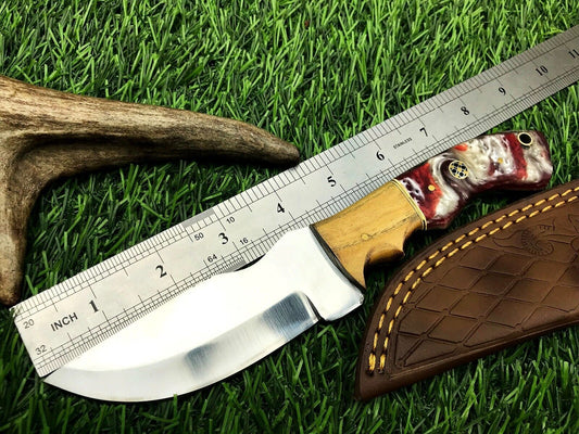 9" Handmade Stainless Steel Hunting Skinner Survival Knife with Leather Sheath