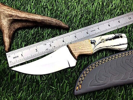 9" Handmade Stainless Steel Skinner Hunting Survival Knife with Leather Sheath