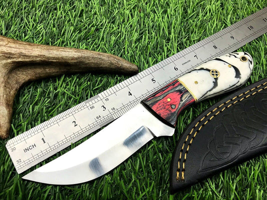 9" Handmade Stainless Steel Skinner Knife – Hunting & Survival Blade with Leather Sheath