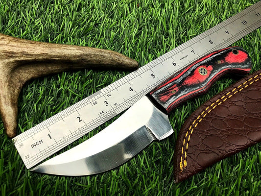9" Handmade Stainless Steel Skinner Knife – Hunting & Survival Fixed Blade with Leather Sheath