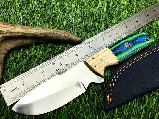 9" Handmade Stainless Steel Skinner Knife –  Survival Blade with Leather Sheath