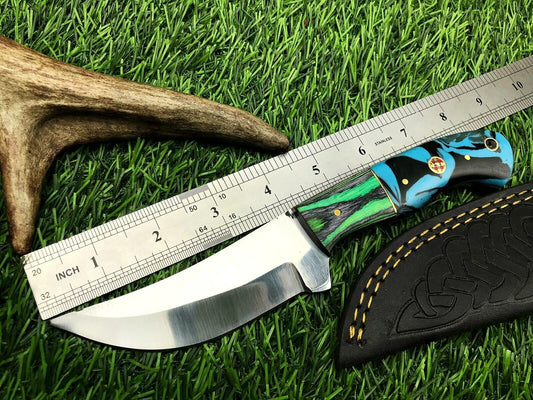 9" Handmade Stainless Steel Skinner Knife with Forged 5" Blade & Leather Sheath