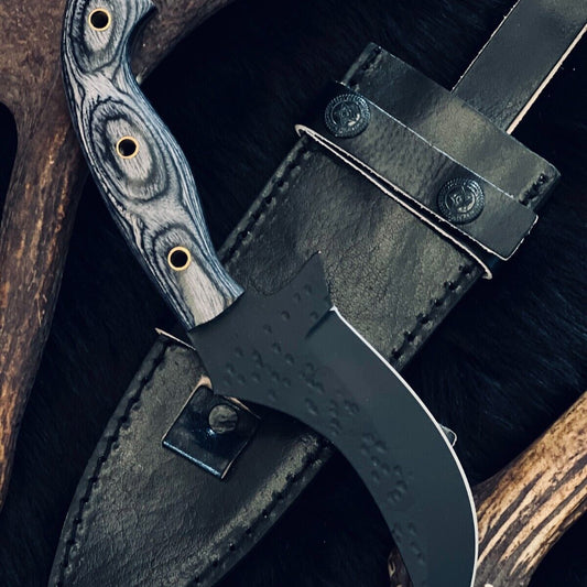 9 Inch D2 Steel Skinner Knife with Camel Bone and Wood Handle