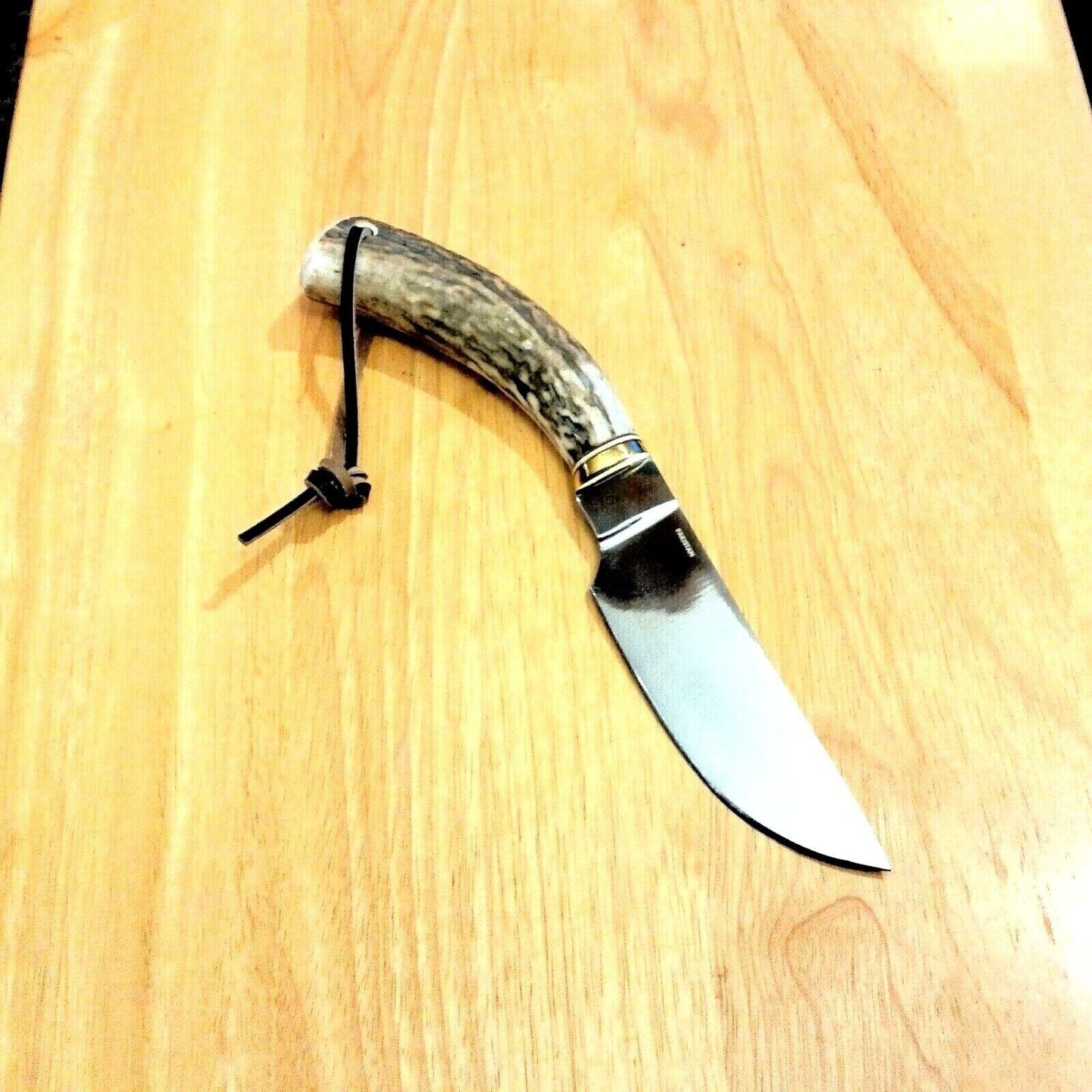 9" Stag Skinner Knife 4.5" Stainless Steel Clip Point Blade with Leather Sheath