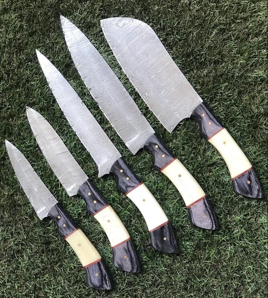 9" to 13" Custom Hand-Forged Twist Damascus Steel Chef Knife Set – Hunting & Kitchen Knives