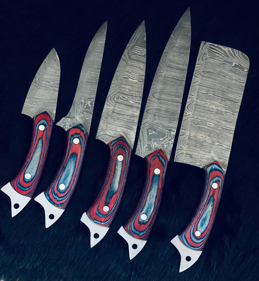 9" to 13" Custom Handmade Damascus Steel Chef Knife Set | Kitchen Knives