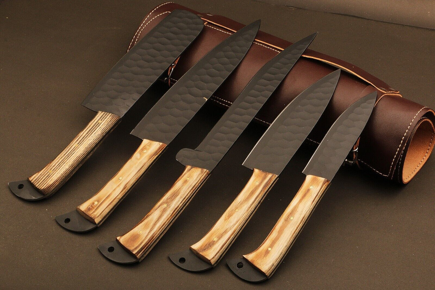 9" to 13" Hand Forged Fire D2 Steel Chef Knives Set – Custom Kitchen Cutlery