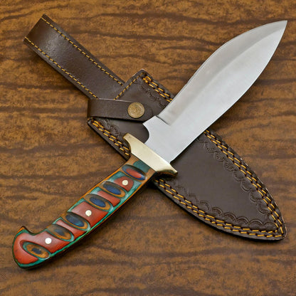Adventure-Ready D2 Bowie Knife | 12-Inch Blade with Pakka Wood Handle & Leather Sheath