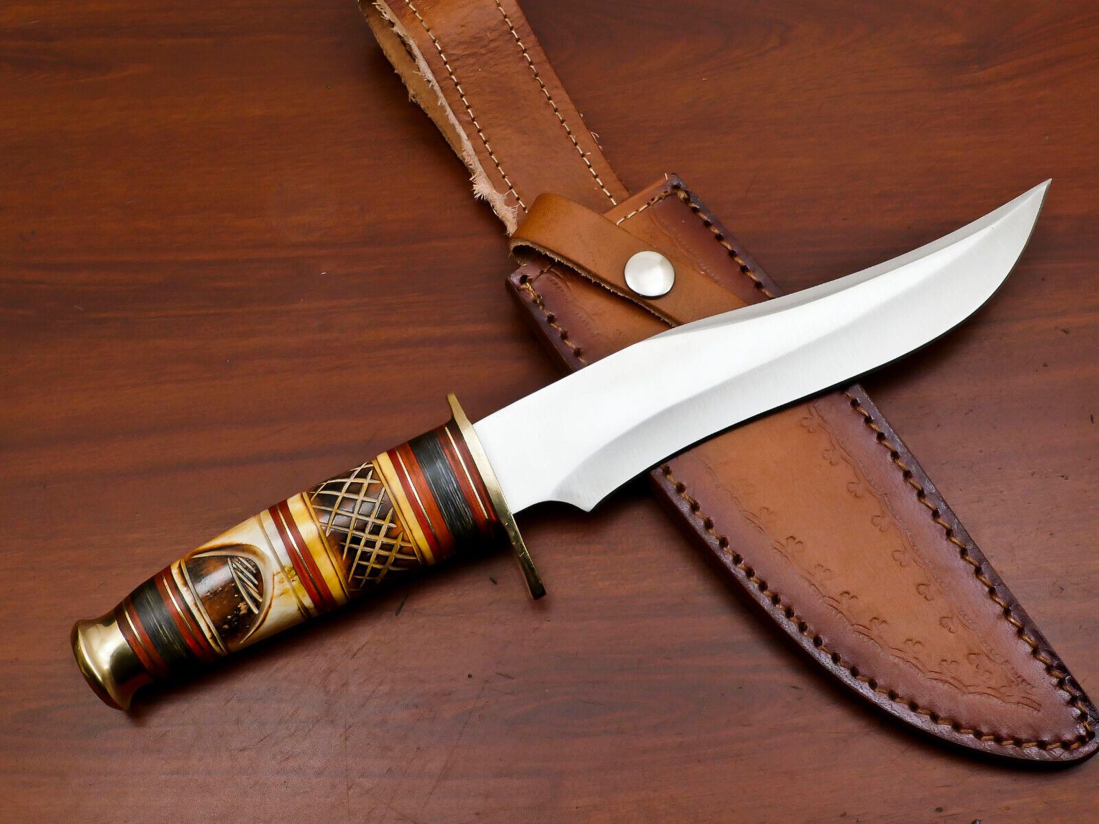 Best Bowie Knife 12" Handmade D2 Steel Clip Point Full Tang Bowie Knife With Bone Handle