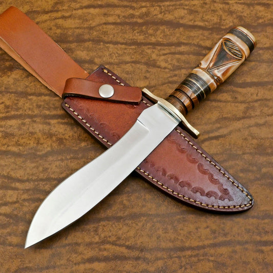 Best Bowie Knife 14" Custom Handmade D2 Steel Tactical Bowie Knife With Bone Handle
