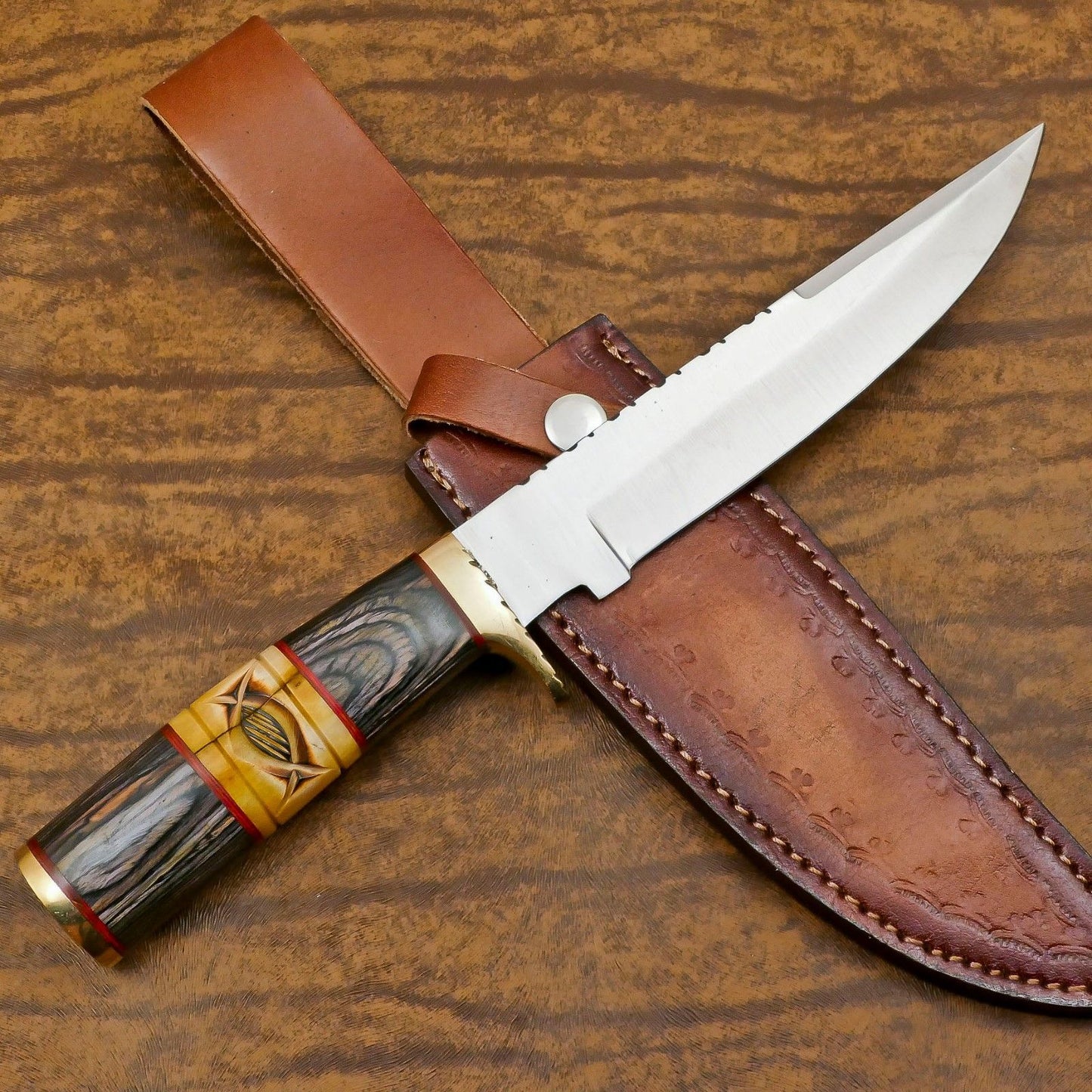 Best Bowie Knife Custom Handmade 12" D2 Steel Bowie Knife with Wood Handle