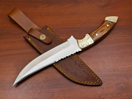 Custom Bowie Knife Handmade 12"D2 Steel Full Tang Bowie Knife with Pakka Wood Handle