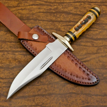 Best Bowie Knife Custom Handmade D2 Steel Tactical Bowie Knife With Bone Handle