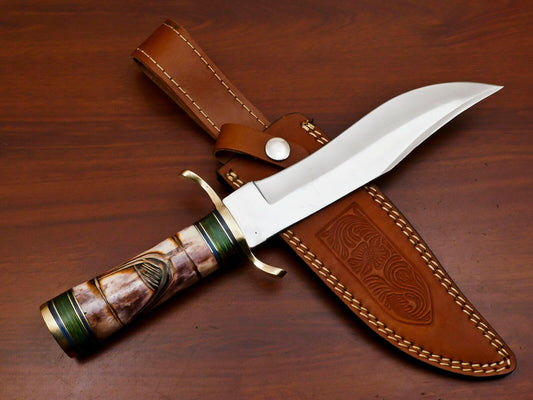 Best Bowie Knife Handmade 12" D2 Clip Point Full Tang Bowie Knife With Bone Handle