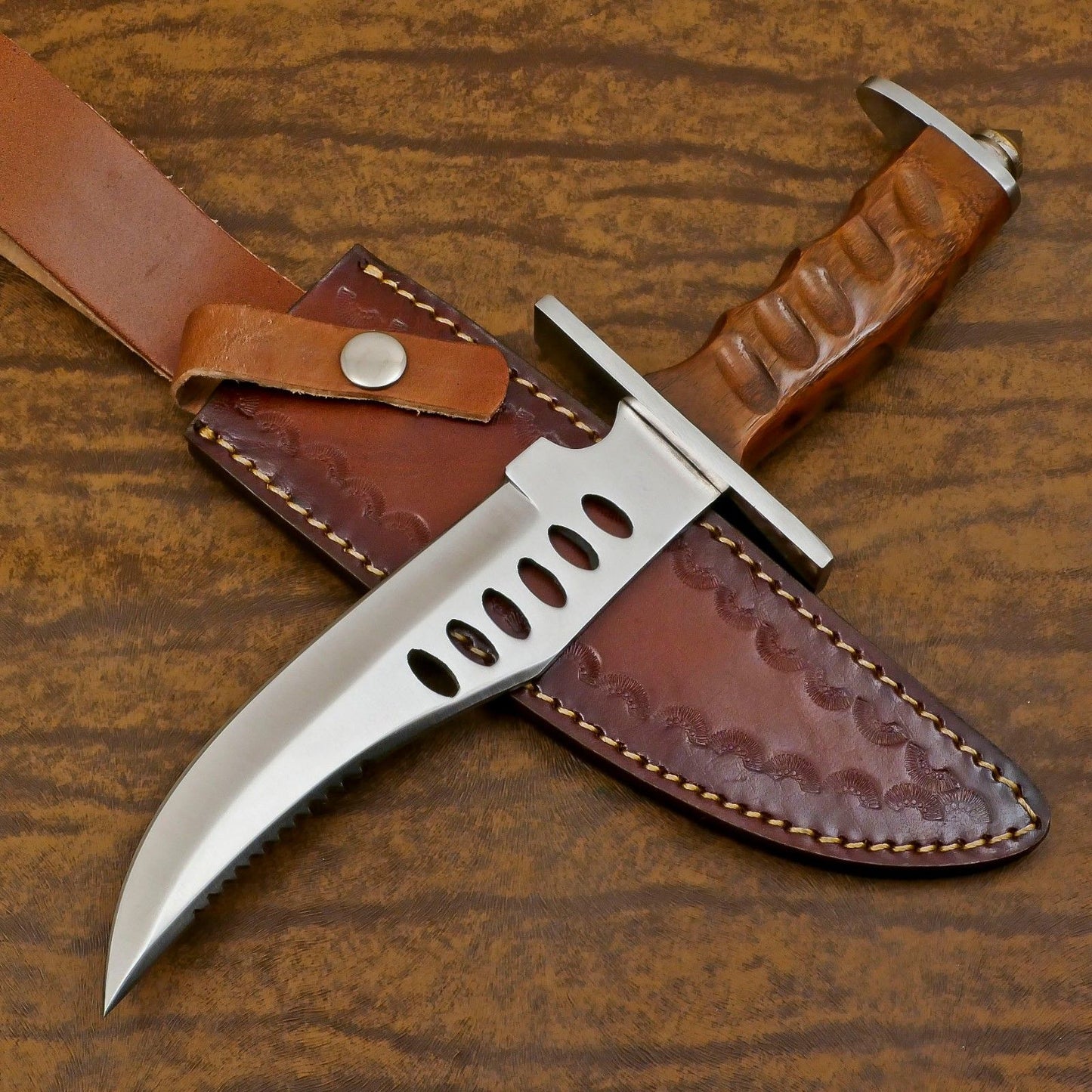 Best Bowie Knife Handmade D2 Steel Full Tang Bowie Knife With Wood Handle