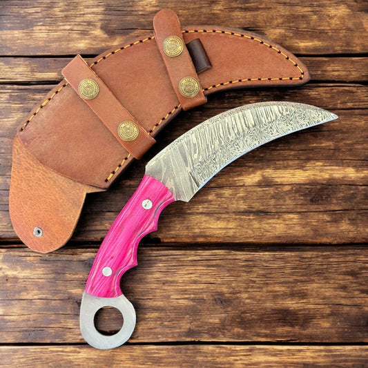 Best Damascus Karambit Damascus Steel Karambit Hunting Knife With Wood Handle