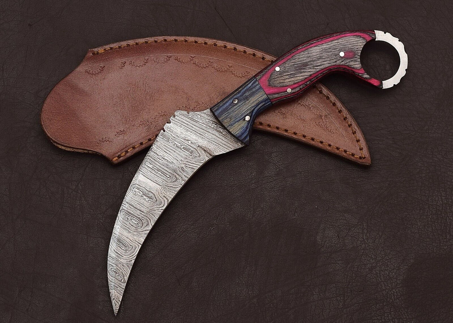 Best Handmade Damascus Karambit Damascus Steel Karambit Knife With Wood Handle