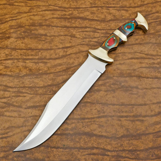 Best Hunting Knife 12" D2 Steel Full Tang Bowie Knife With Wood Handle