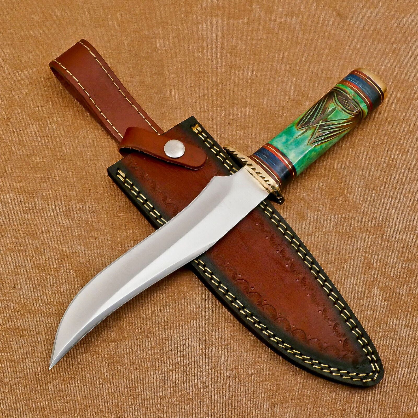 Best Hunting Knife Handmade 12" D2 Clip Point Full Tang Bowie Knife with Bone Handle