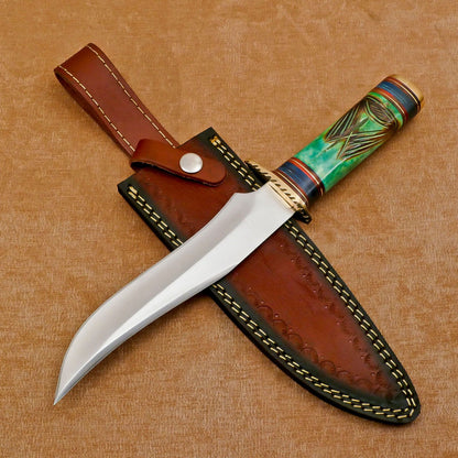 Best Hunting Knife Handmade 12" D2 Clip Point Full Tang Bowie Knife with Bone Handle