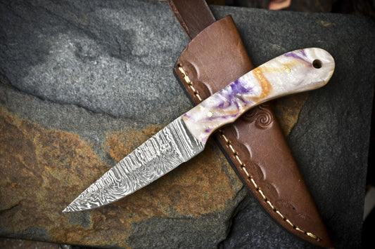 Best Selling Twist Damascus Skinner Knife with Micarta Handle for Hunters