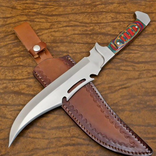 Bowie Knife 12" D2 Steel Full Tang Tactical Bowie Knife With Wood Handle