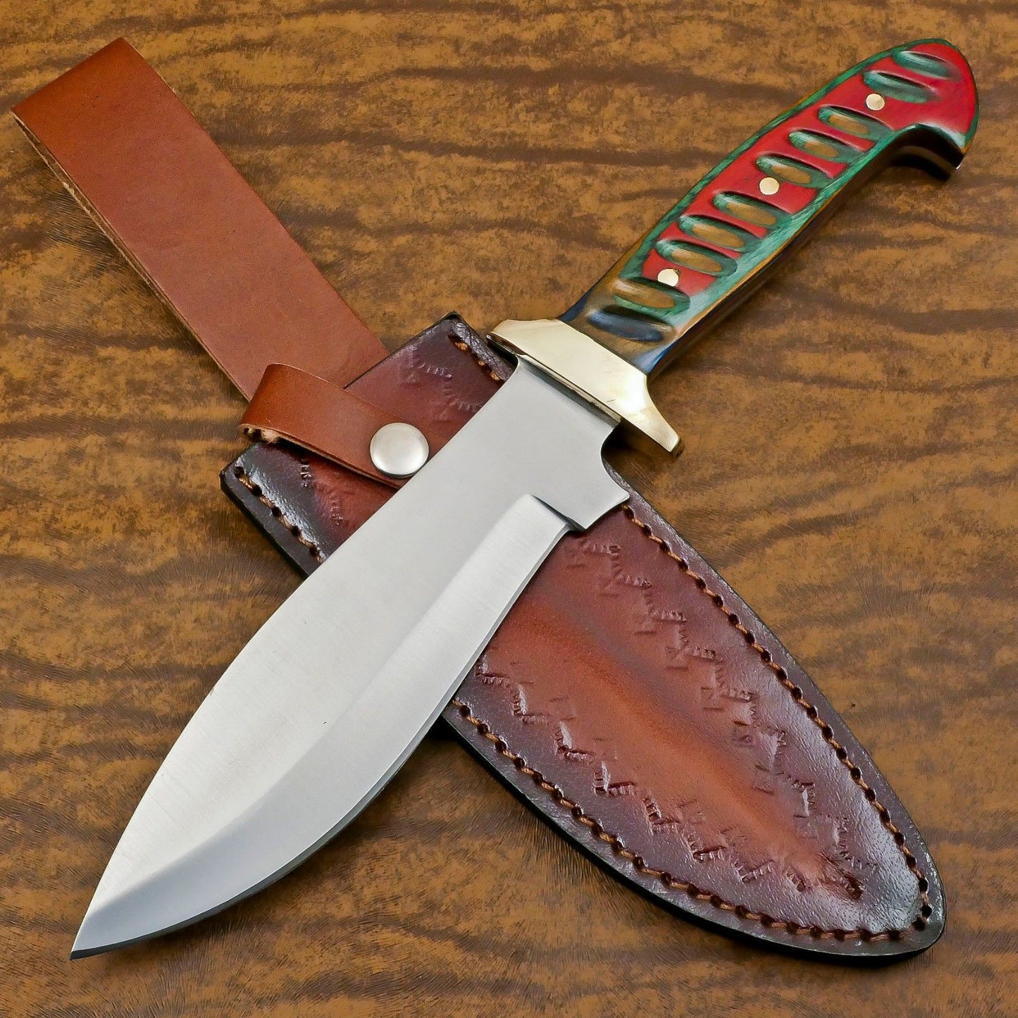Bowie Knife Handmade D2 Steel  Full Tang Bowie Knife With Pakka Wood Handle