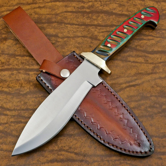 Bowie Knife Handmade D2 Steel  Full Tang Bowie Knife With Pakka Wood Handle