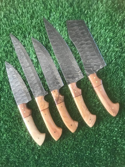 Chef Knives Set ~ Fire Storm Damascus Steel for Kitchen