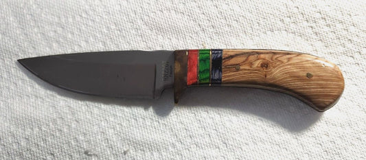 Colorful Pakkawood Skinner Knife – 4" Stainless Steel Drop Point Blade with Sheath