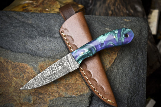 Compact Twist Damascus Skinner Knife Micarta Handle Handmade EDC Closeout