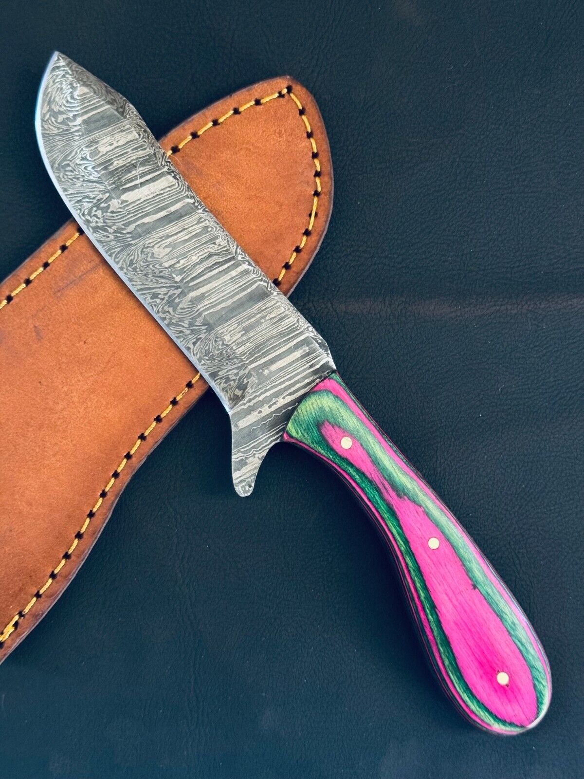 Cowboy Best Damascus Steel Bull Cutter Knife Custom 12" Bull Cutter Knife With Wood Handle