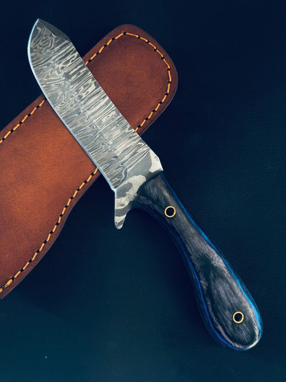 Cowboy Best Damascus Steel Bull Cutter Knife Custom Bull Cutter Knife With Wood Handle