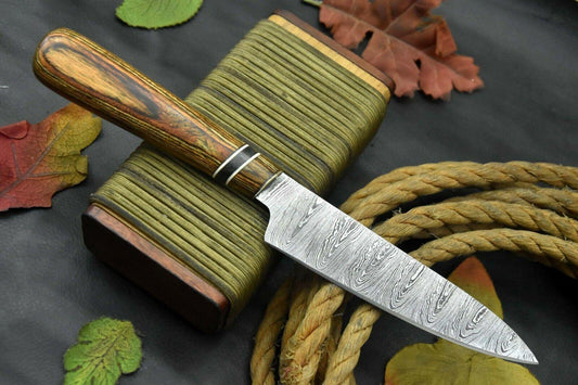 Custom 10.5" Handmade Damascus Steel Chef Knife with Wooden Handle