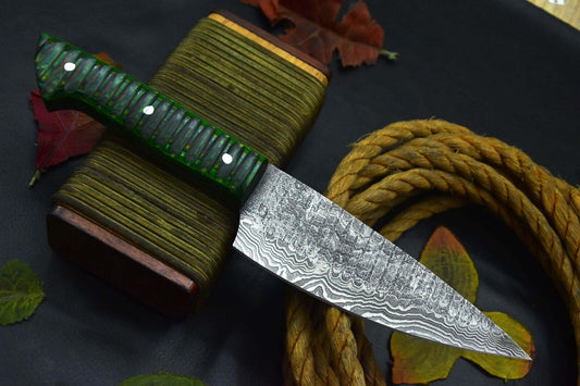 Custom 12.7" OAL Handmade Damascus Steel Chef Knife with Walnut Wooden Handle – Ladder Pattern