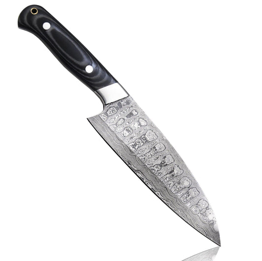 Custom 12.8" Handmade Damascus Steel Chef Knife – G-10 Micarta Handle