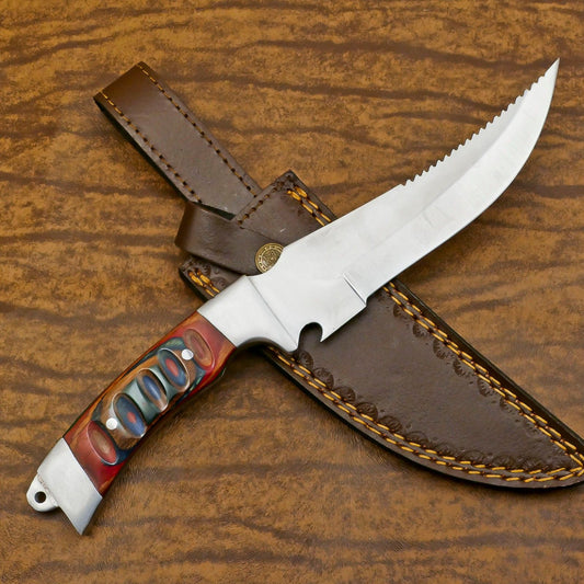 Handmade 12"D2 Steel Full Tang Bowie Knife  Hunting Knife With Wood Handle