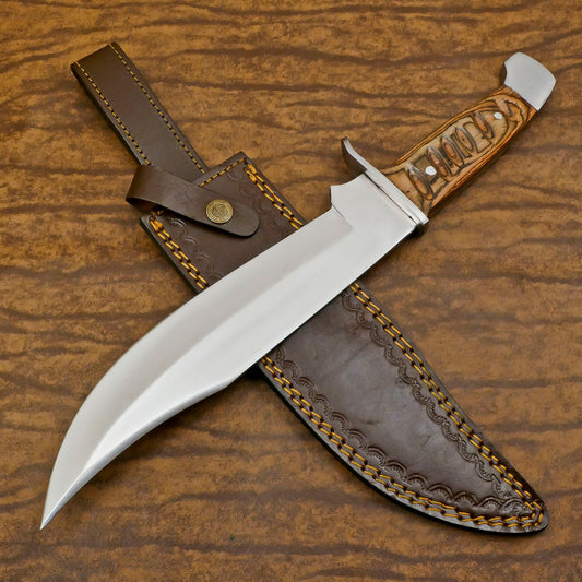 Custom 12" D2 Steel Full Tang Bowie Knife Hunting Knife With Wood Handle