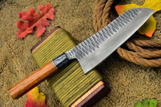 Custom 13.3" Handmade Hammered Spring Steel 5160 Chef Knife – Walnut Wooden Handle