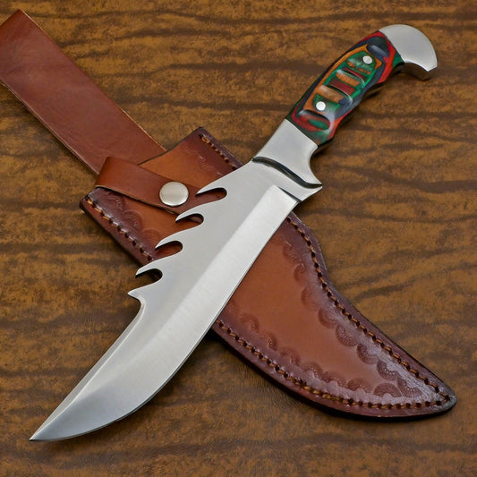 Custom 13" D2 Steel Best Bowie Knife Full Tang Bowie Knife With Pakkawood Handle