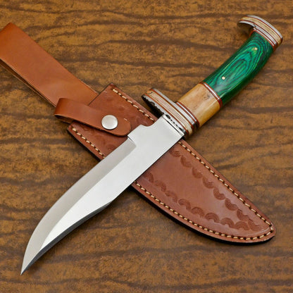 Custom 13" D2 Steel Full Tang Bowie Knife  Tactical Bowie Knife With Wood Handle