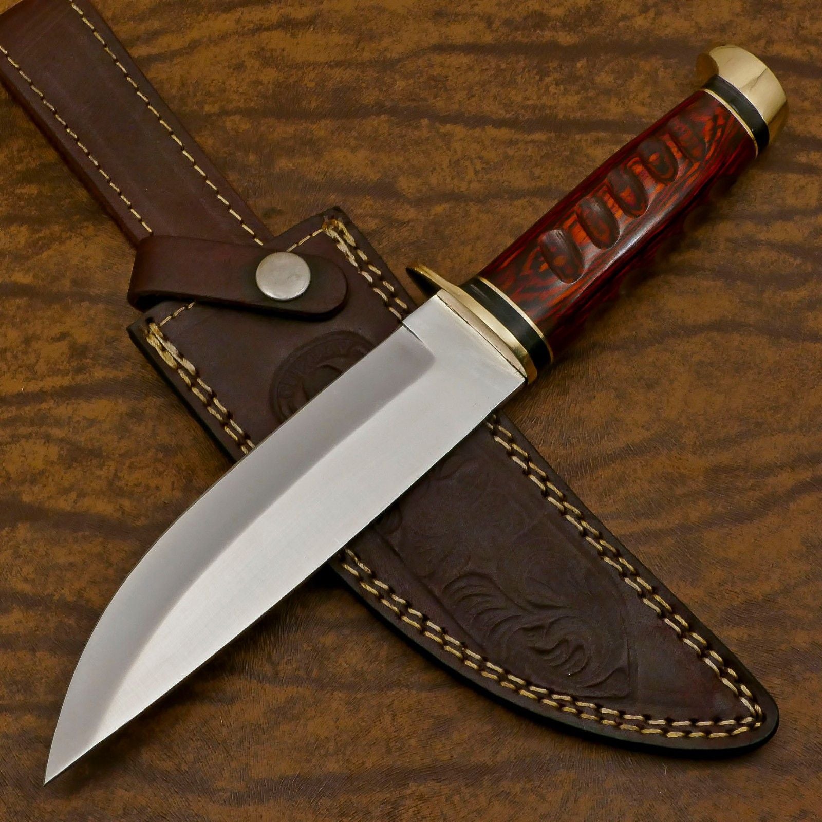 Custom 13" Handmade Best Bowie Knife D2 Steel Full Tang Bowie Knife With Wood Handle