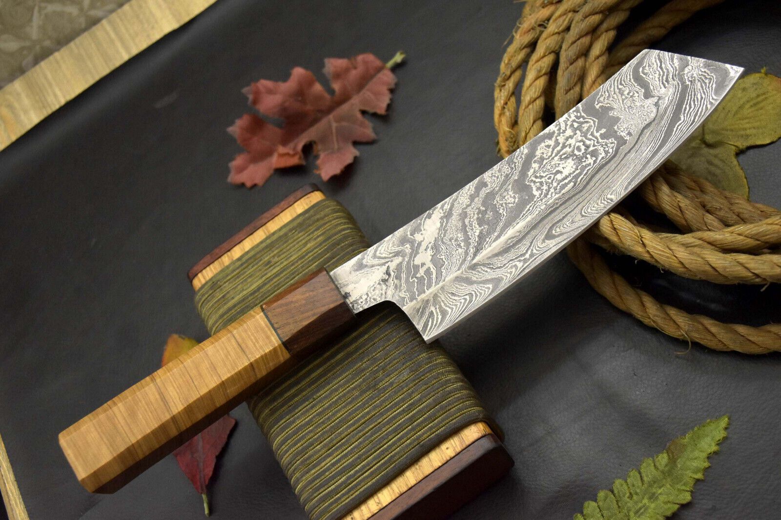 Custom 13" OAL Handmade Damascus Steel Chef Knife with Olive Wood Handle 